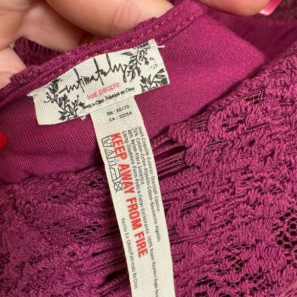 Free People Daydream Lace Magenta Fuchsia Open Back Mini Dress Small - Picture 6 of 10